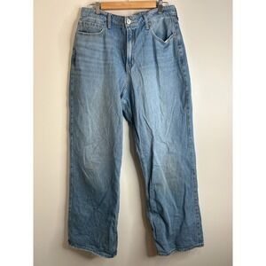 Hollister Ultra High Rise Baggy Jeans Womens 32R Light Wash Wide Leg 90s Y2K